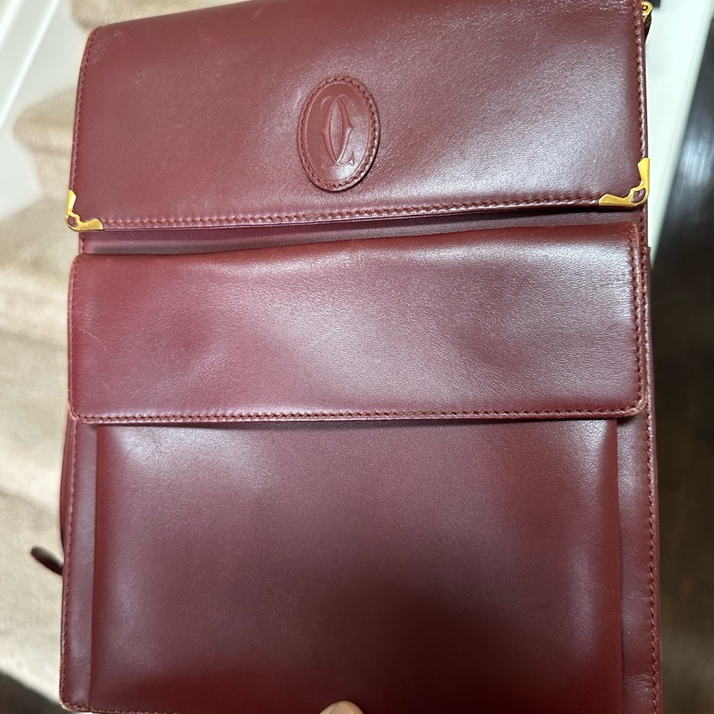 Cartier Brown Messenger Bag Premium Leather Classic Design